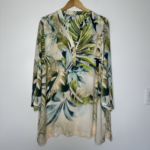 Chico's Tops - Chicos Snake & Tropical Print Tunic Top Size 2XL Bracelet Sleeve Y Neckline
